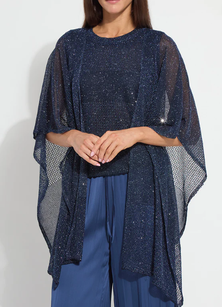 Lysse Riva Mesh Sequin Shrug in Capri Blue