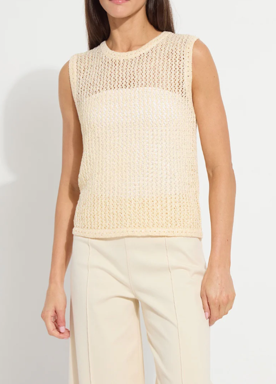 Lysse Avery Sequined Knit Shell in Coco