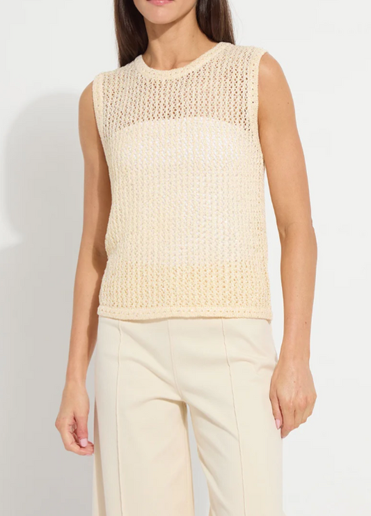Lysse Avery Sequined Knit Shell in Coco