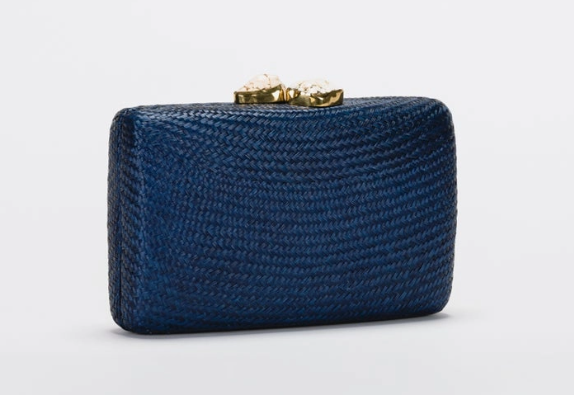 Kayu Jen Clutch in Navy with White Stone