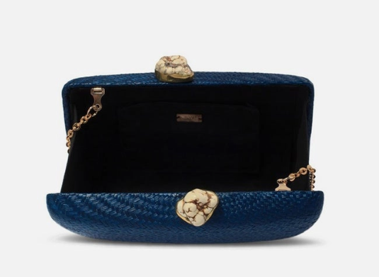 Kayu Jen Clutch in Navy with White Stone