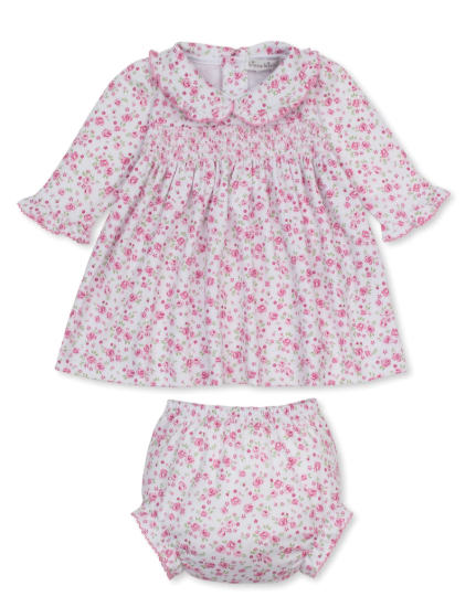Kissy Kissy Dress Set Smocked Print in Cottage Roses