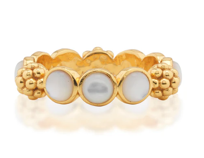 Capucine De Wulf Berry Gem Ring in Mother of Pearl Size 7
