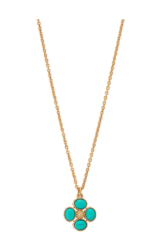 Capucine De Wulf Berry Clover Double Sided Charm Necklace in Turquoise