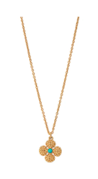 Capucine De Wulf Berry Clover Double Sided Charm Necklace in Turquoise