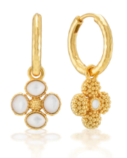 Capucine De Wulf Berry Clover Hoop Earrings with Double Sided Charm in Mother of Pearl