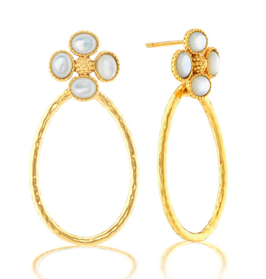 Capucine De Wulf Berry Clover Teardrop Earrings in Mother of Pearl