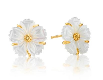 Capucine De Wulf Mermaid Garden Petite Stud Earrings in Mother of Pearl