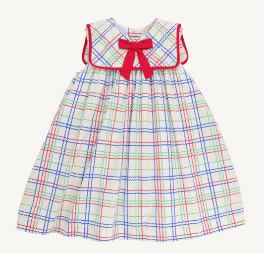 The Beaufort Bonnet Company Sleeveless Stewart's Square Collar Dress in Wellington Windowpane