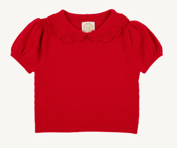 The Beaufort Bonnet Company Short Sleeve Maude's Sweater in Richmond Red