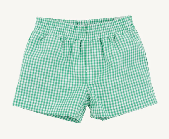 The Beaufort Bonnet Company Sheffield Shorts in Gibson Island Green Mini Gingham
