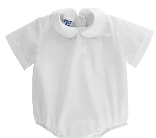 Bailey Boys Button Back Onesie in White