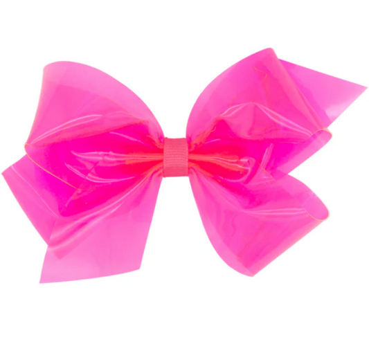 Wee Ones Medium Wee Splash Vinyl Bow in Hot Pink