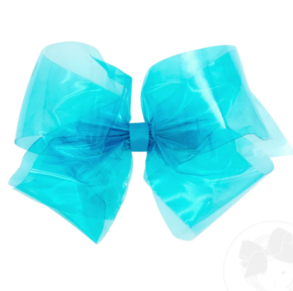 Wee Ones Medium Wee Splash Vinyl Bow in New Turquoise