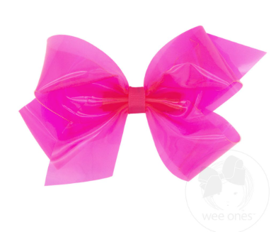 Wee Ones Medium Wee Splash Vinyl Bow in Shocking Pink