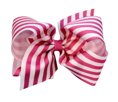 Wee Ones Mini Stripe Print Bow in Hot Pink