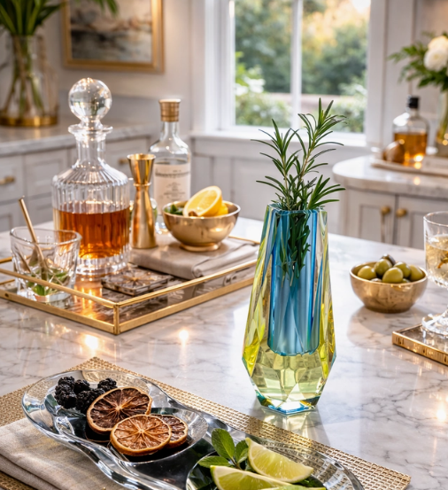 Maven Home Bud Vase in Blue and Yellow