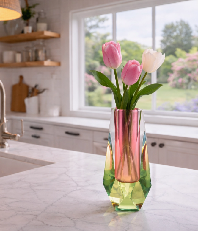 Maven Home Bud Vase in Pink and Green