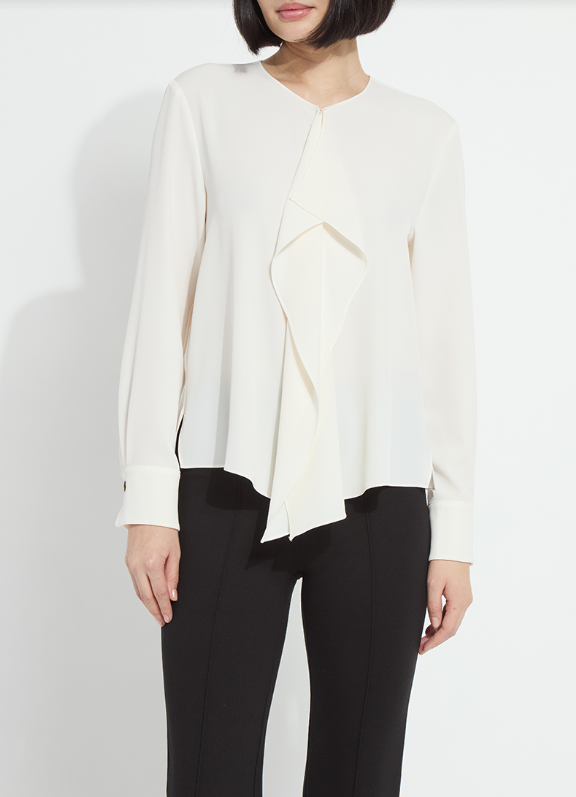 Lysse Celeste Flounced Blouse in Natural Pearl