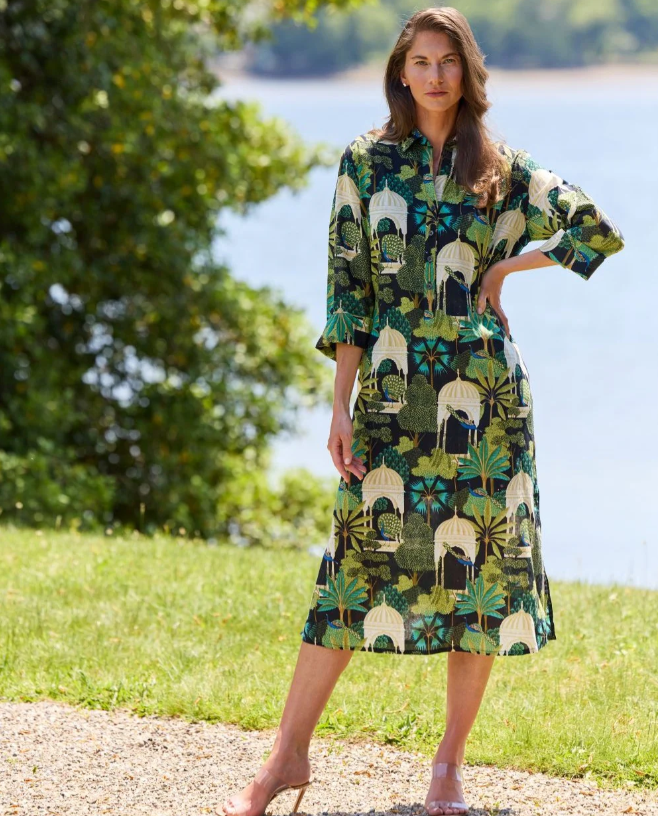 Jude Connally Kallan Dress in Peacock Garden Black