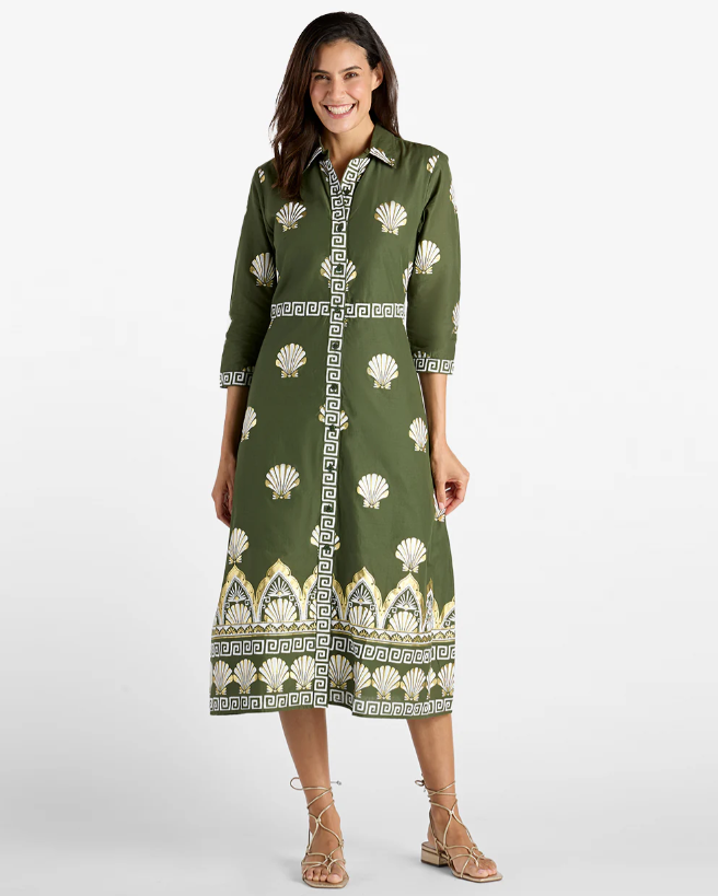 Jude Connally Minna Dress in Gilded Shell Loden