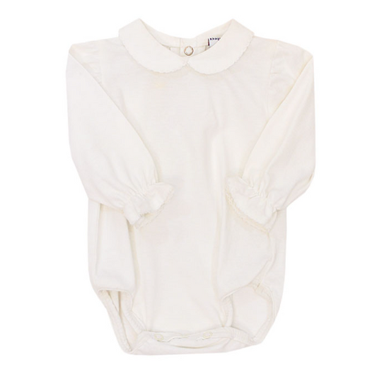 Bailey Boys Knit Long Sleeve Onesie with Ruffles in White