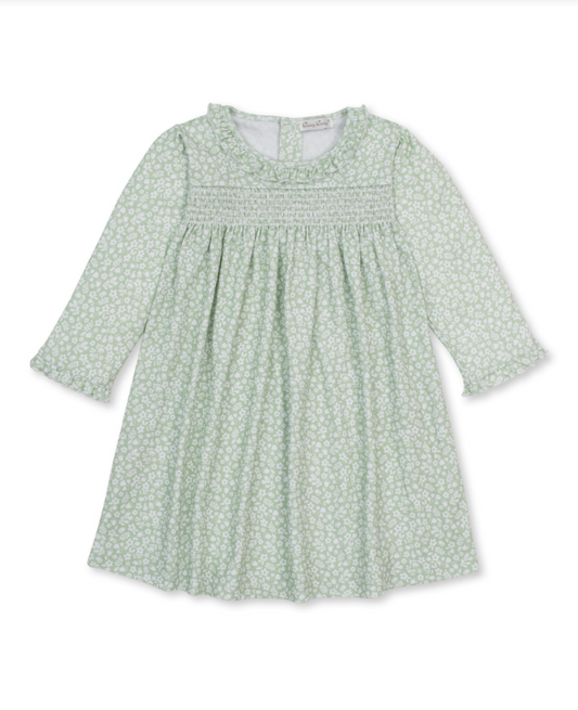 Kissy Kissy Dress Smocked in Autumn Meadows Green