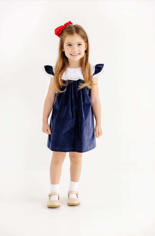 The Beaufort Bonnet Company Franny Velveteen Frock in Covington Cottage Plaid
