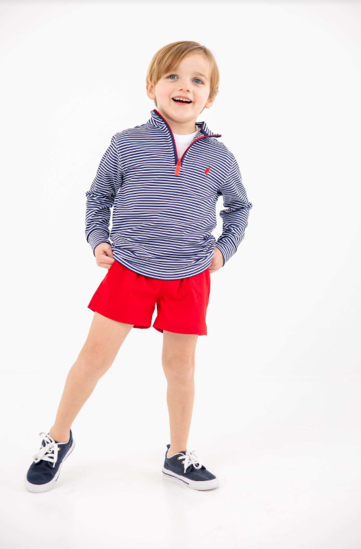 The Beaufort Bonnet Company Prepletic™ Hayword Half Zip in Nantucket Navy Stripe