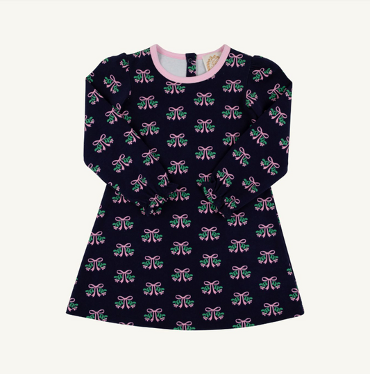 The Beaufort Bonnet Company Sadie Sweatshirt Dress in Beloved Bows/Pier Party Pink