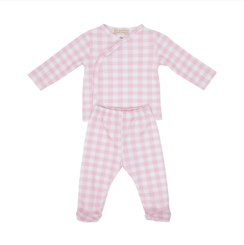 The Beaufort Bonnet Company Comeron Cross Front Set in Pink 3-6M