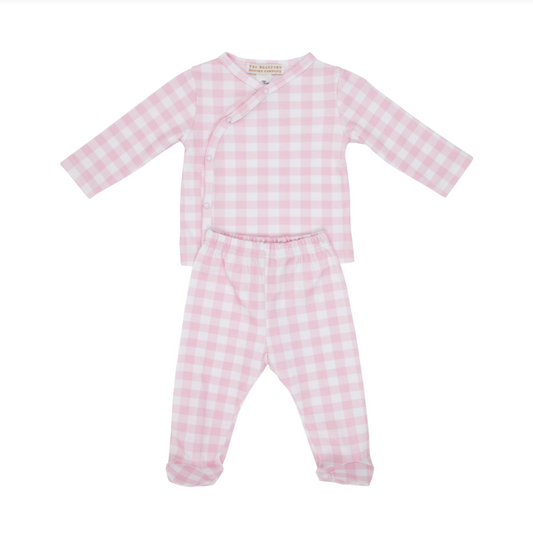 The Beaufort Bonnet Company Comeron Cross Front Set in Pink 3-6M