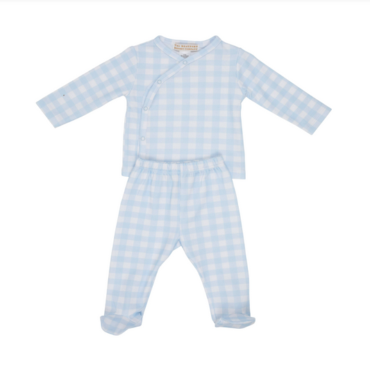 The Beaufort Bonnet Company Comeron Cross Front Set in Blue 3-6M