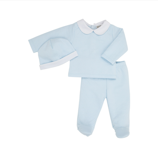 The Beaufort Bonnet Company Jaquard Harts Hold me Set in Buckhead Blue 0-3M