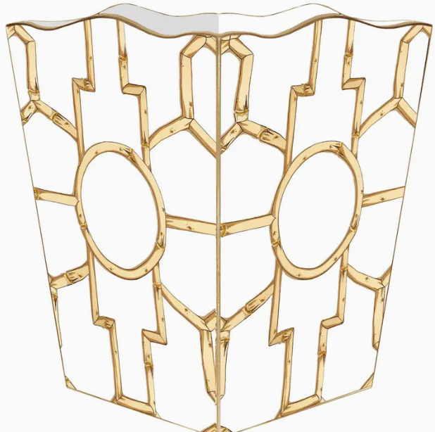Marye Kelley Bamboo on White Wastepaper Basket