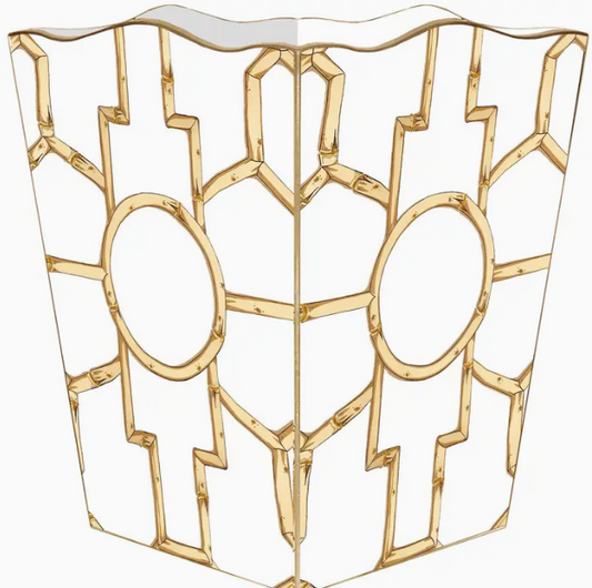 Marye Kelley Bamboo on White Wastepaper Basket