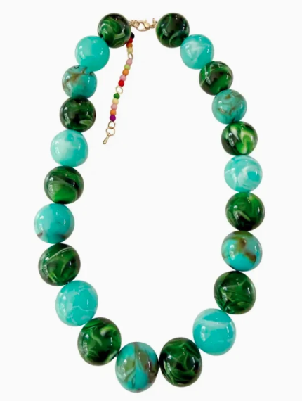 Gemelli Celia Chunky Beaded Necklace Green Mix
