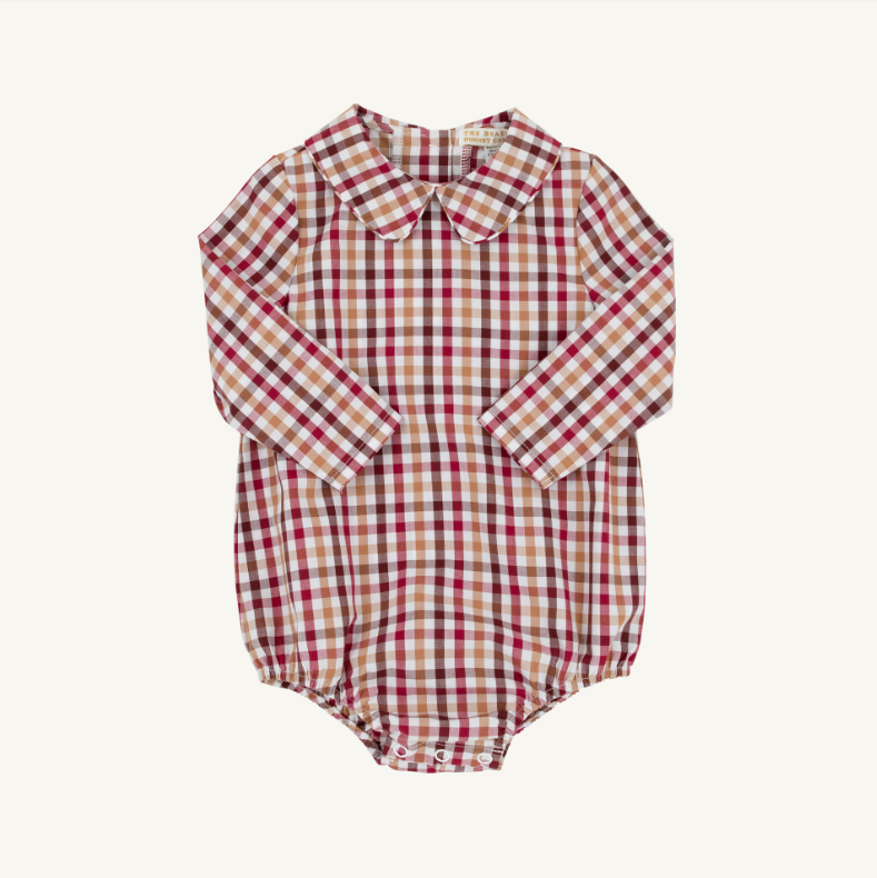 The Beaufort Bonnet Company Peter Pan Collar Shirt Onesie  in Easton Pond Plaid