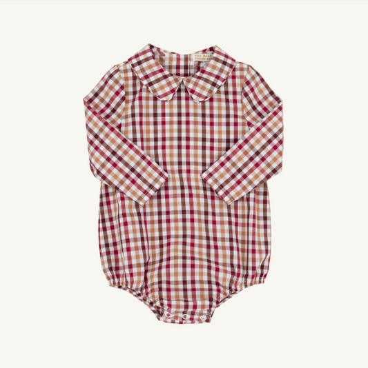 The Beaufort Bonnet Company Peter Pan Collar Shirt Onesie  in Easton Pond Plaid