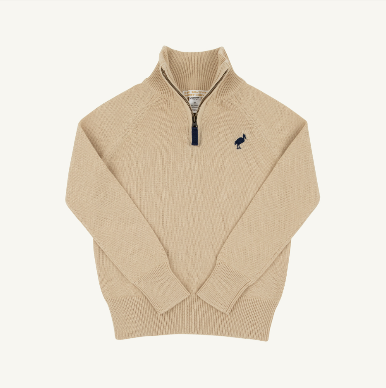 The Beaufort Bonnet Company Hayden Half Zip Sweater in Keeneland Khaki