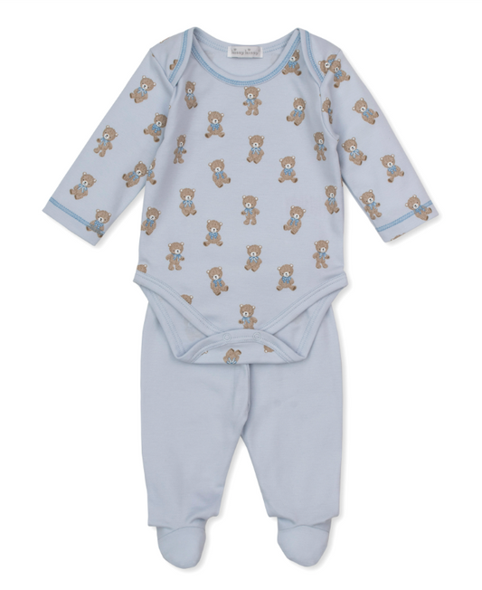 Kissy Kissy Footed Pant Set Teddy Bear Club Blue