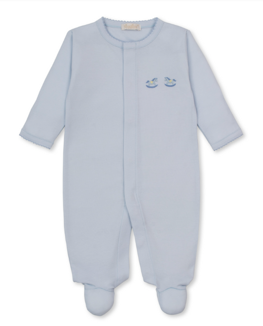 Kissy Kissy Footie with Hand Embroidery in Fall Medley Blue