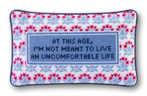 Furbish Needle Point Pillow in Uncomfortable