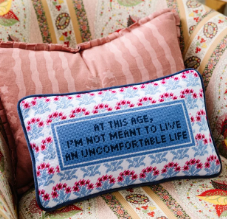 Furbish Needle Point Pillow in Uncomfortable