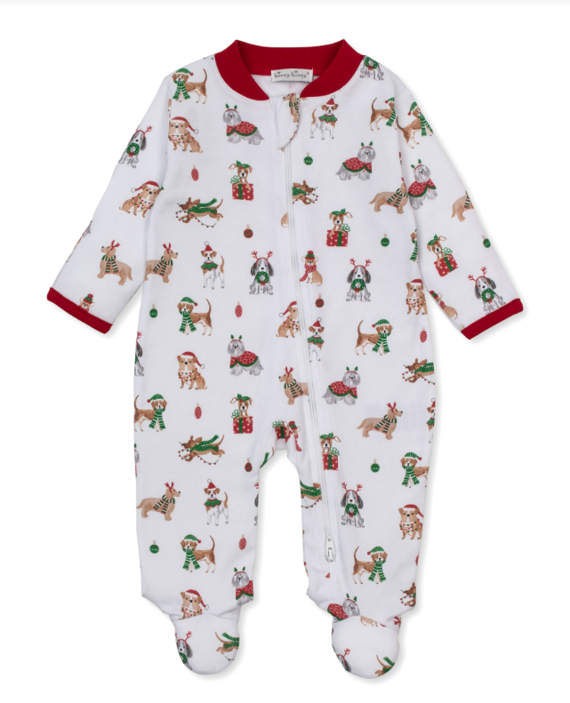 Kissy Kissy Footie with Zip in Santa's Merry Pups