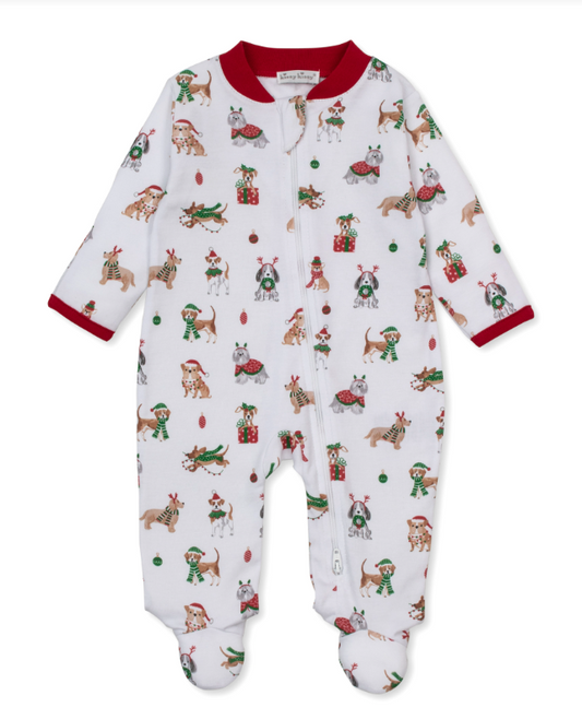 Kissy Kissy Footie with Zip in Santa's Merry Pups