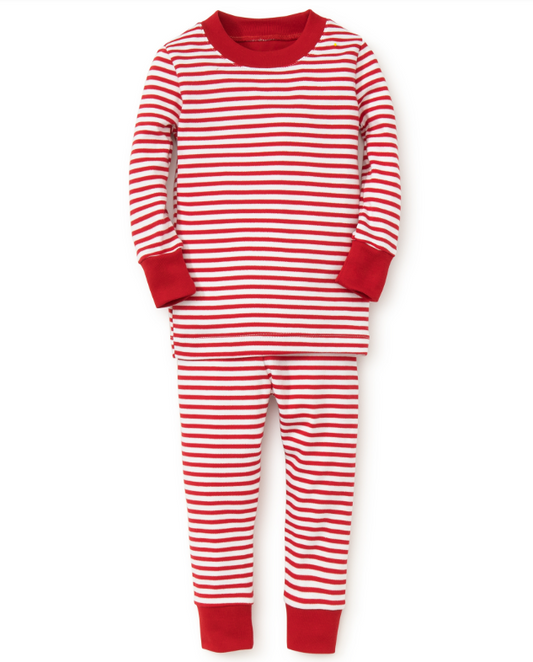 Kissy Kissy Pajama Snug Set in North Pole Reindeer Stripes
