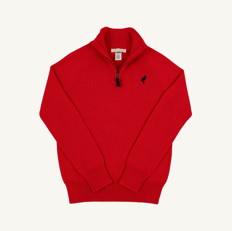 The Beaufort Bonnet Company Hayden Half Zip Sweater in Richmond Red