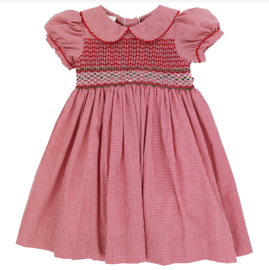 Bailey Boys Dress Red in Christmas Check Geometrics