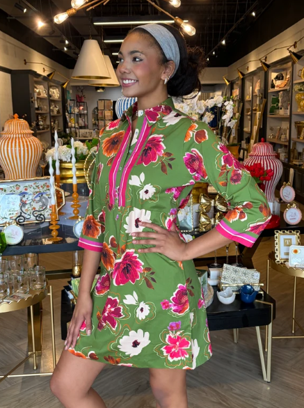 Bella Tu Charlie Shirt Dress in Kelsey Green